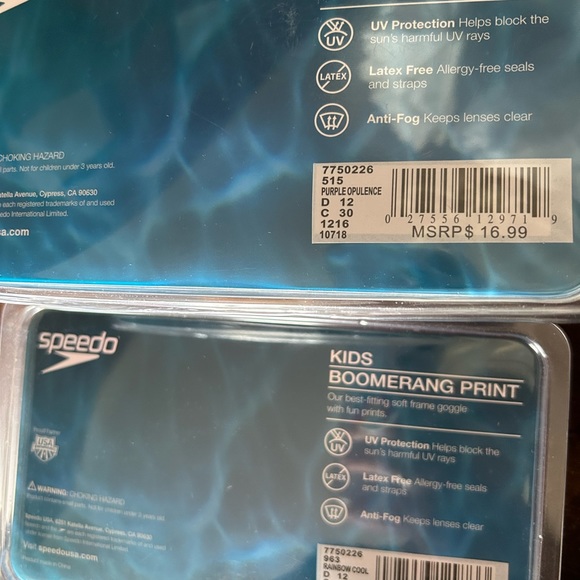 Lot of (2) speedo kids boomerang print goggles NEW! - Picture 2 of 2